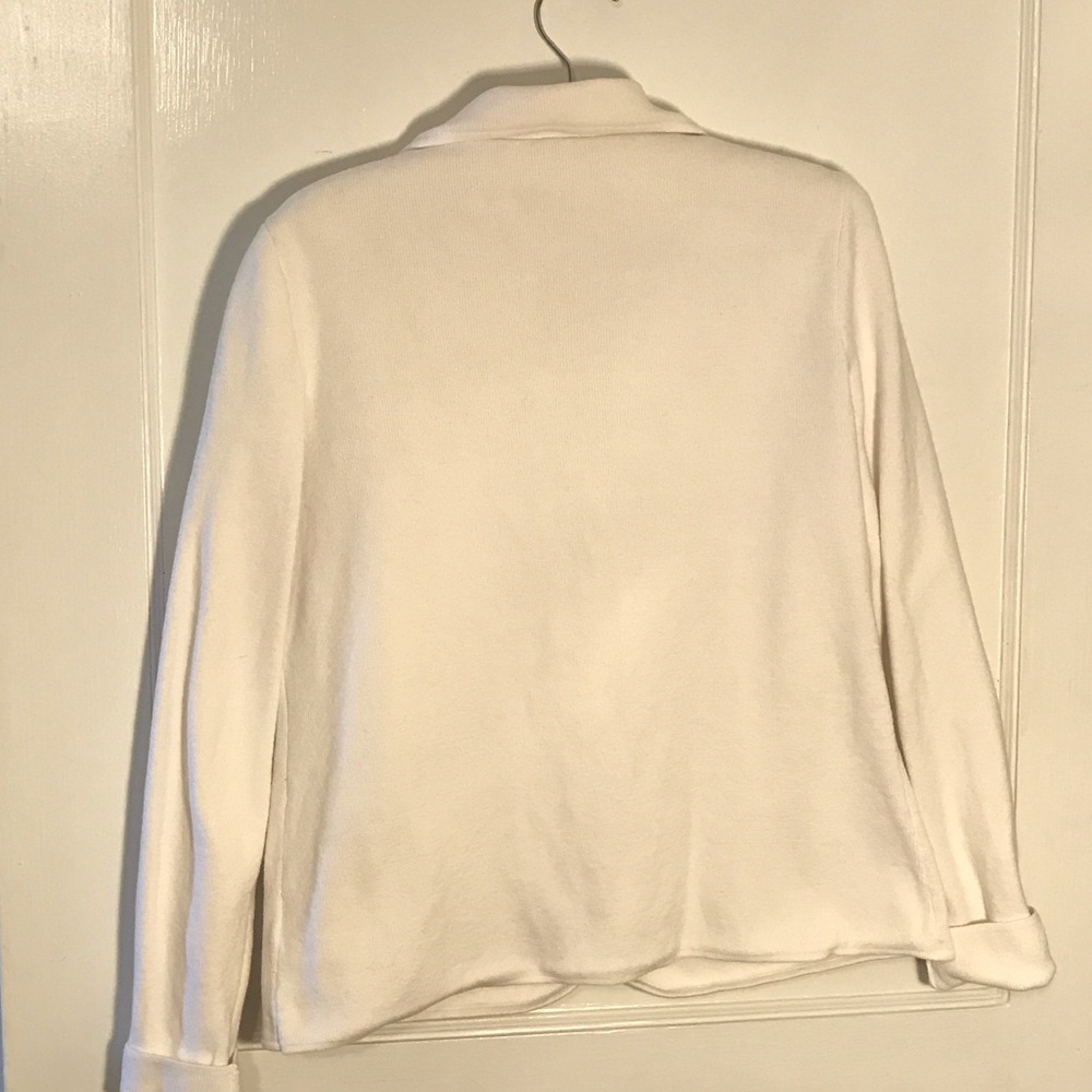 Talbots Crisp White 100% Cotton Coatigan Blazer with Button Detail - Picture 3 of 6